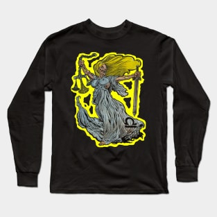 Zombie Art : ZOMBIE ZODIAC HORRORSCOPE (Libra) T-Shirt Long Sleeve T-Shirt